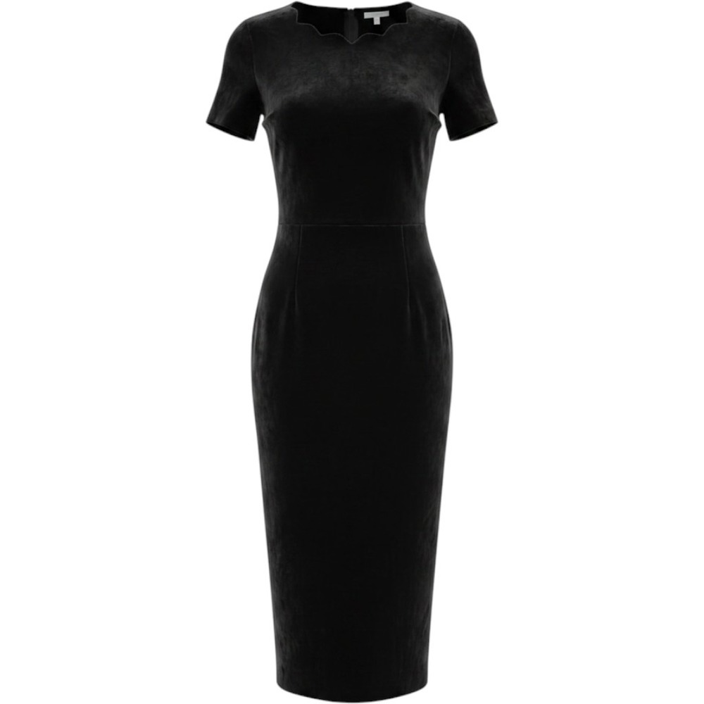 Maggy London Maxi Dress Womens 12 Black Excellent Scalloped Velvet Vintage